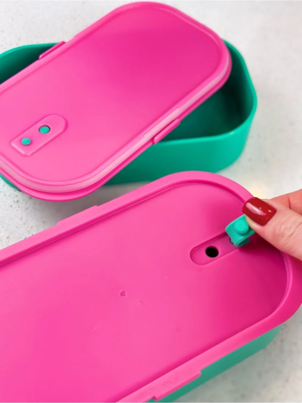 Bento lunch box pink green - back to school food container